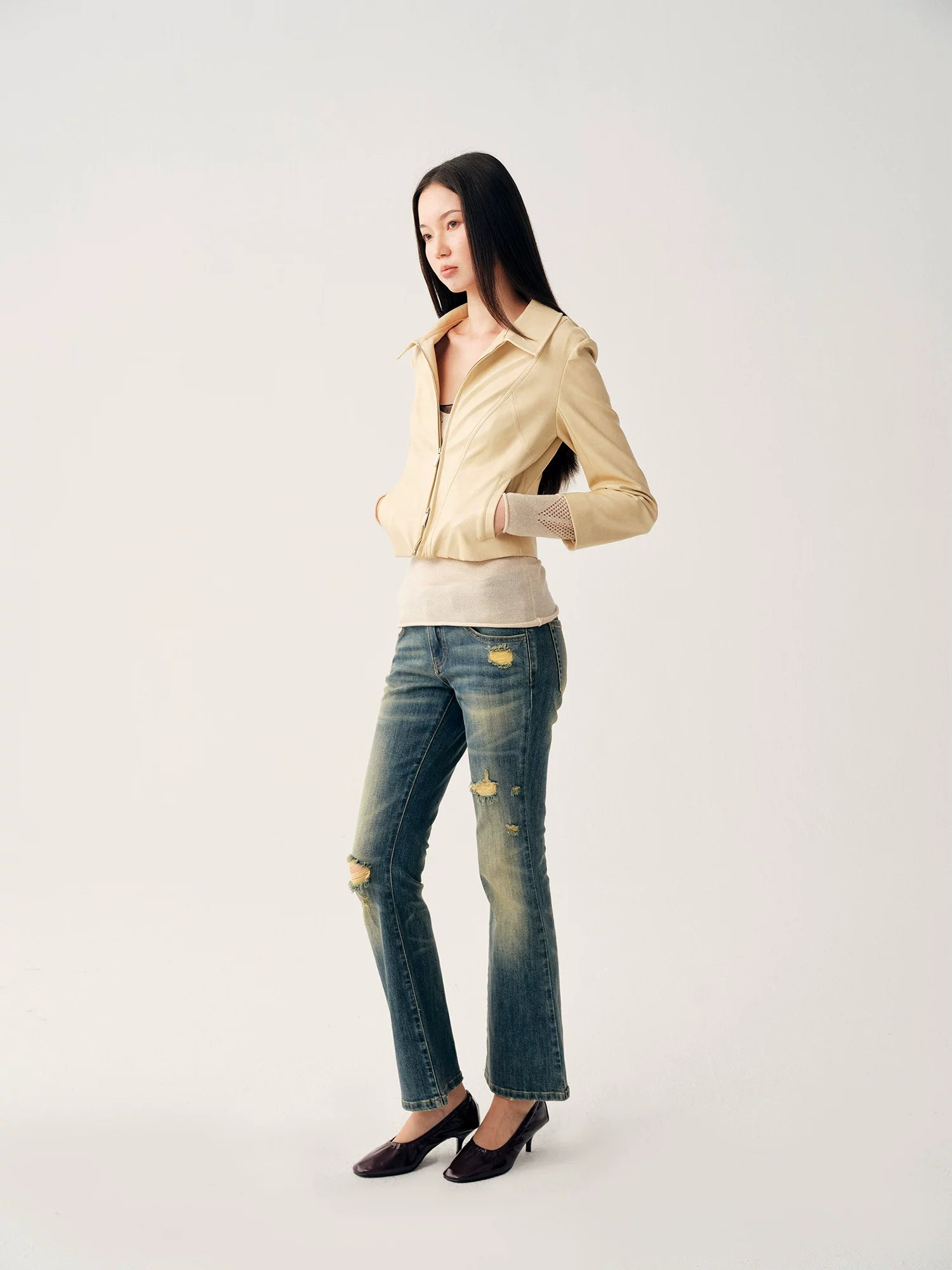 Pale Yellow PU Jacket
