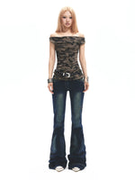Camo Off-Shoulder Tank Top