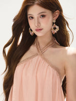 Pink Beaded Halter Dress
