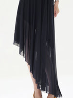 Navy Asymmetric Mock Neck Dress