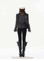Suede Shearling Belted Jacket