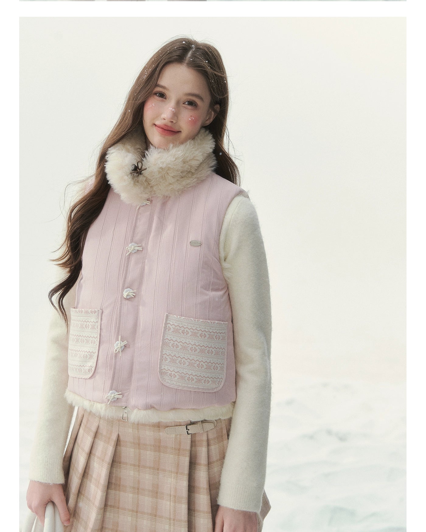 Pink Reversible Faux Fur Vest