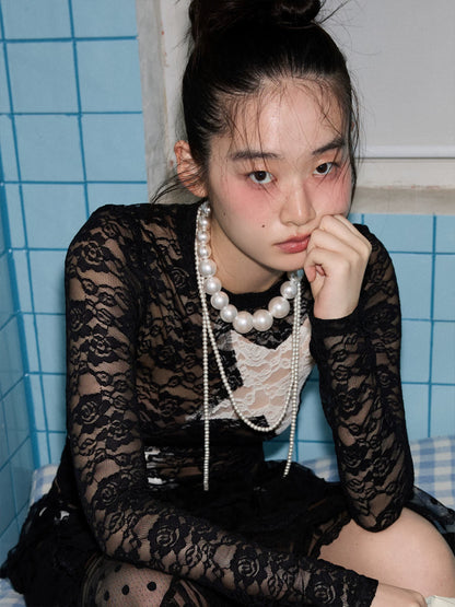 Long Pearl Chain Necklace