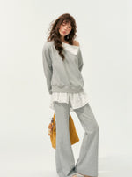 Detachable Collar Sweatshirt Set