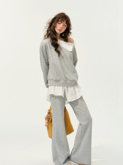 Detachable Collar Sweatshirt Set