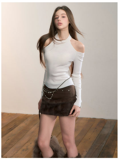 Rib Knit Off-Shoulder Two-Way Top