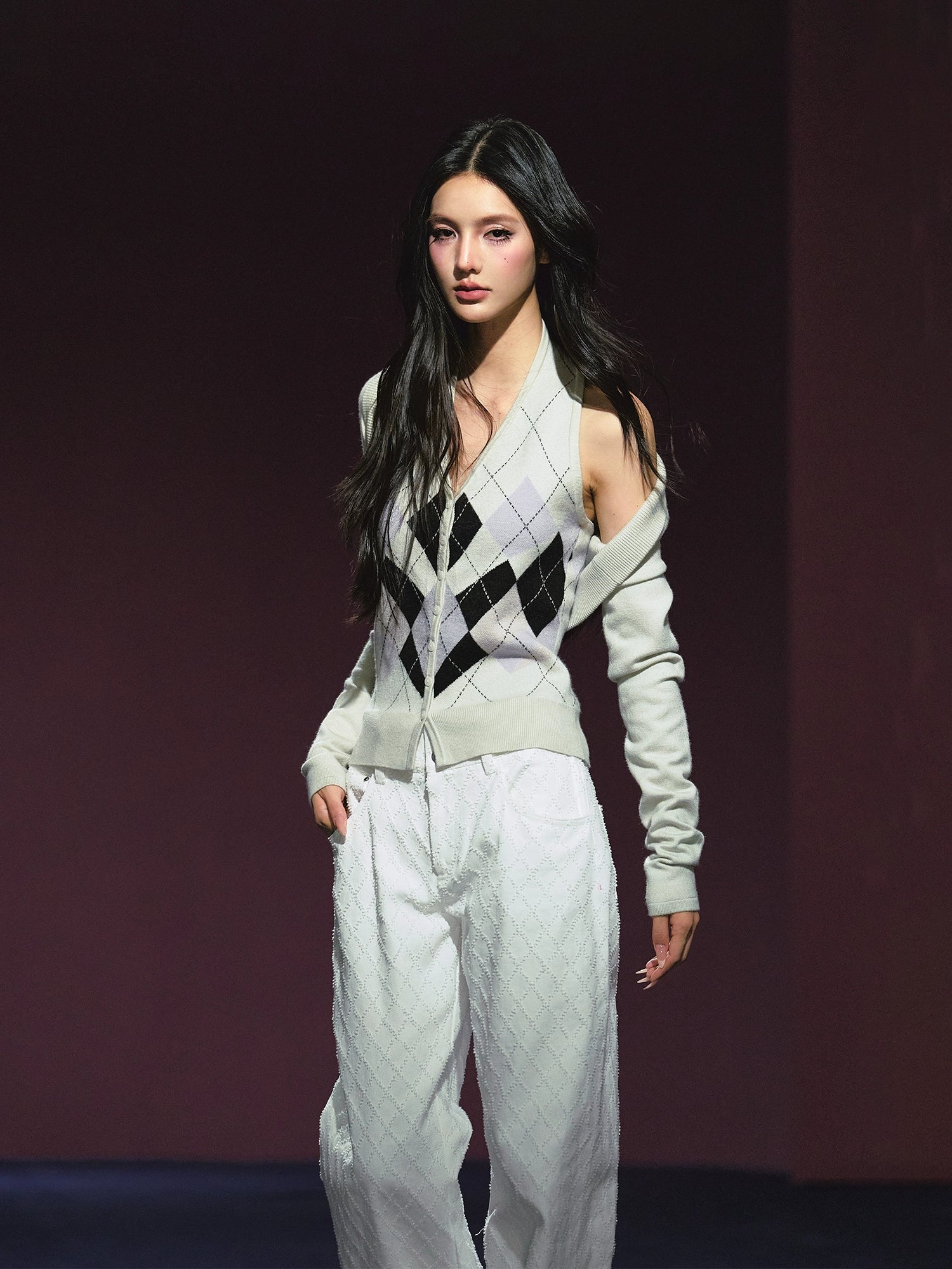 Colorblock Halter Knit Tank &amp; Shrug Cardigan Set