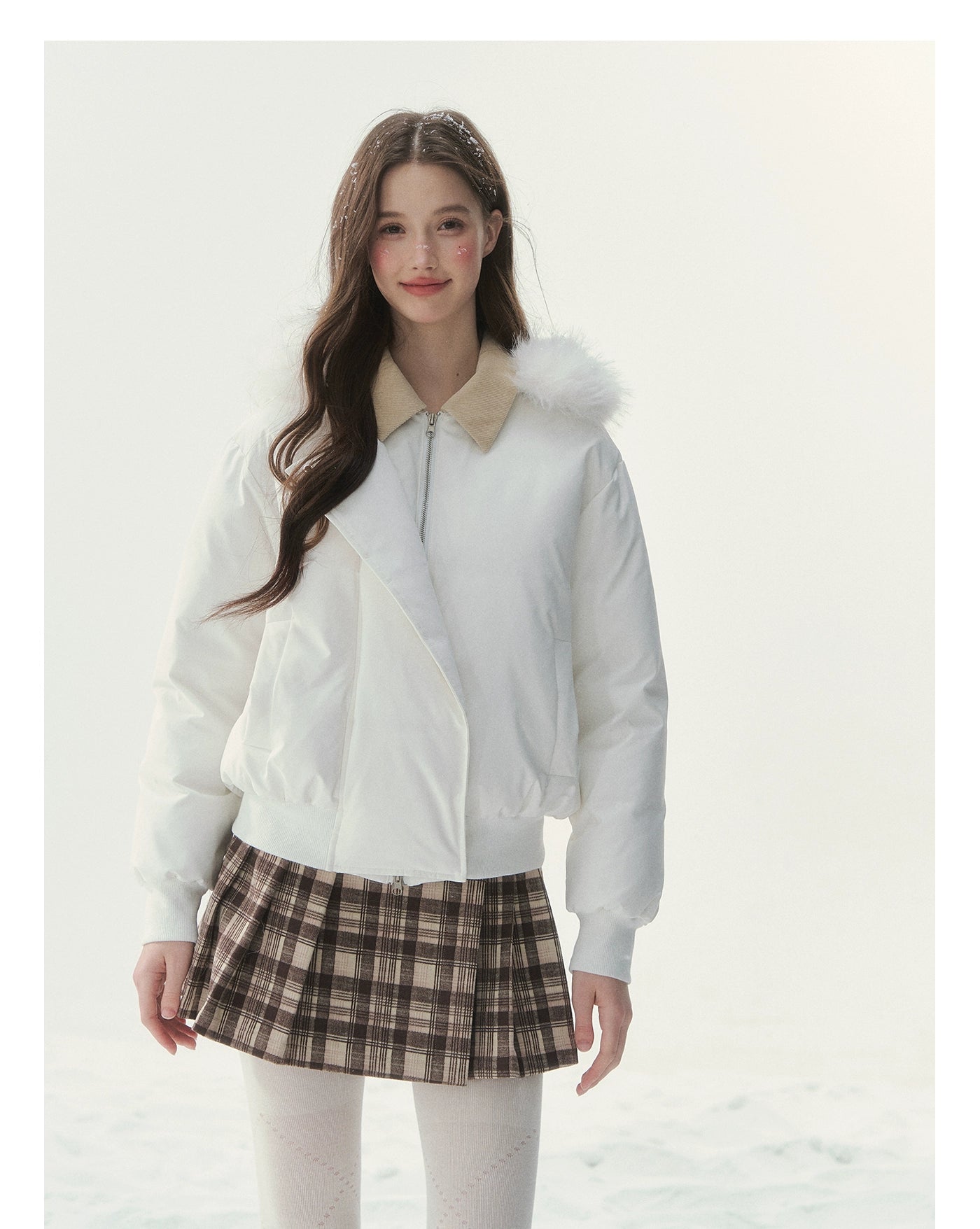 "Snow Envelope" Faux-fur Collar Down Coat