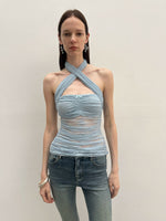 Lace Bow Cross Halter Camisole