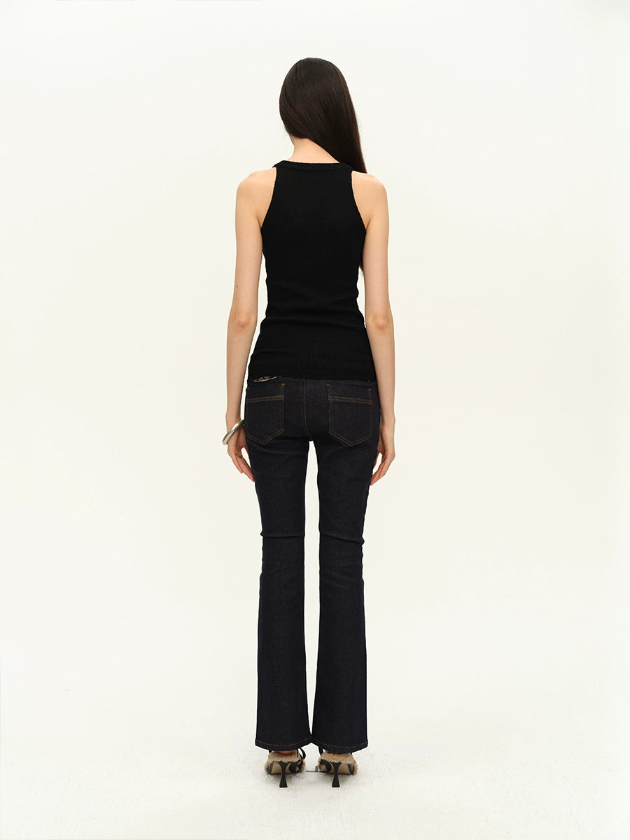 Hand-Threaded Dual-Color Knit Top