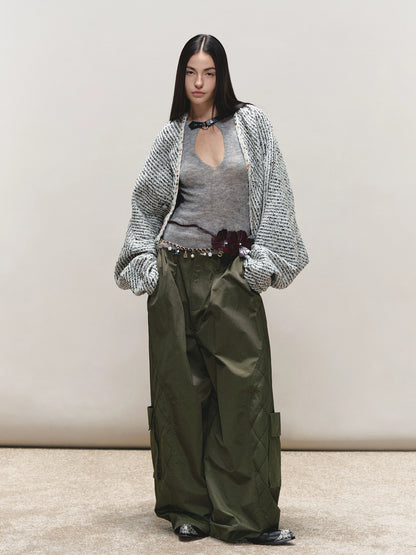 Bouclé Stripe Cape Coat