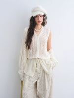 Mohair Knit Cardigan Vest Set