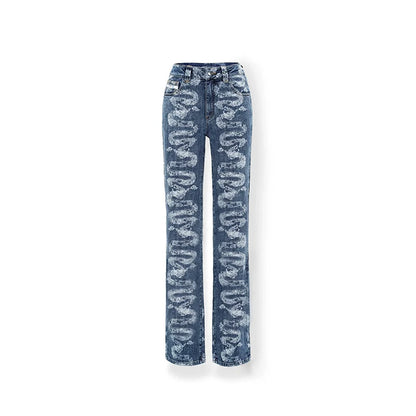 Blue Low-Waist Skinny Straight-Leg Jeans