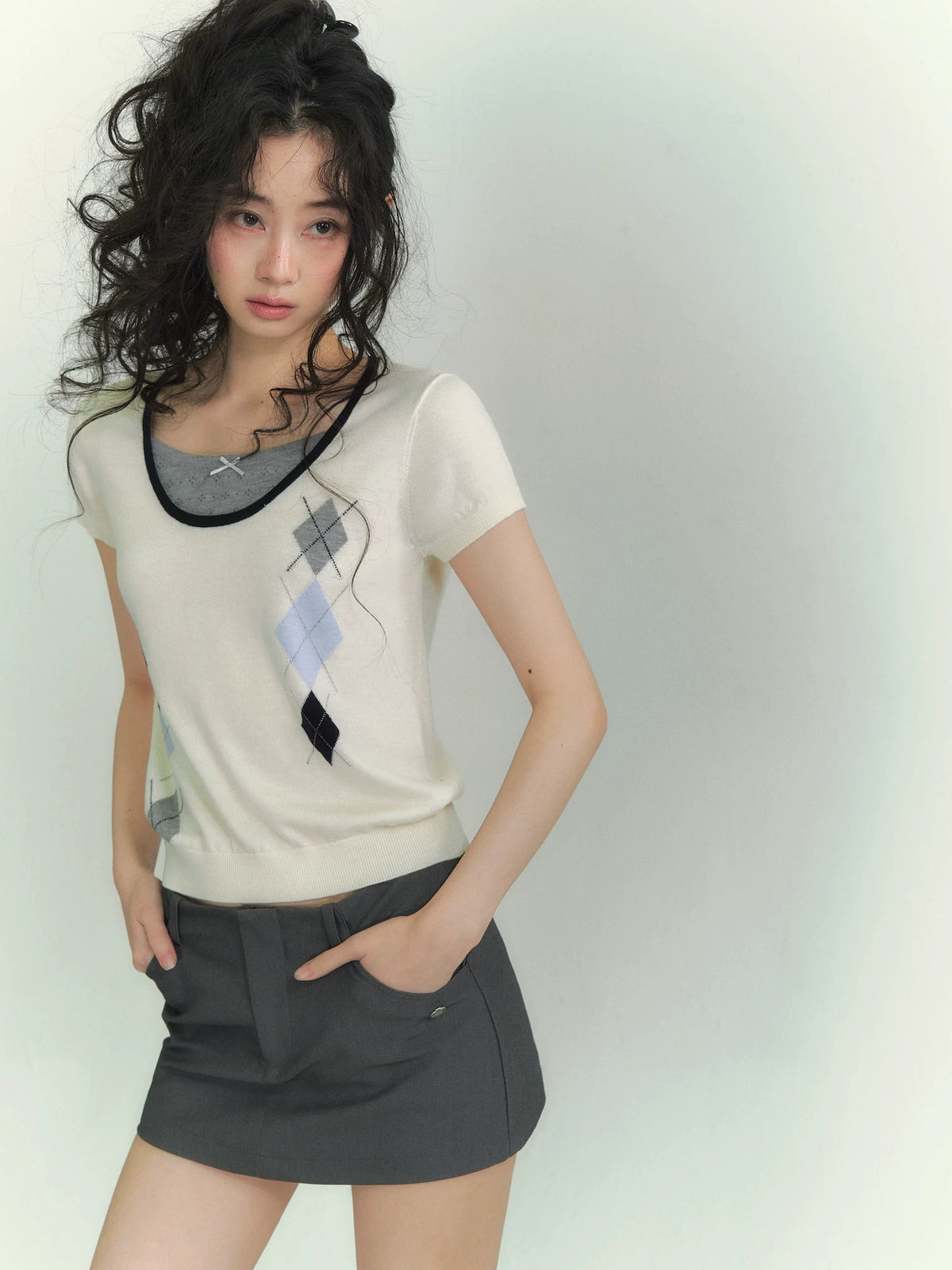 Argyle Layered Short Tee