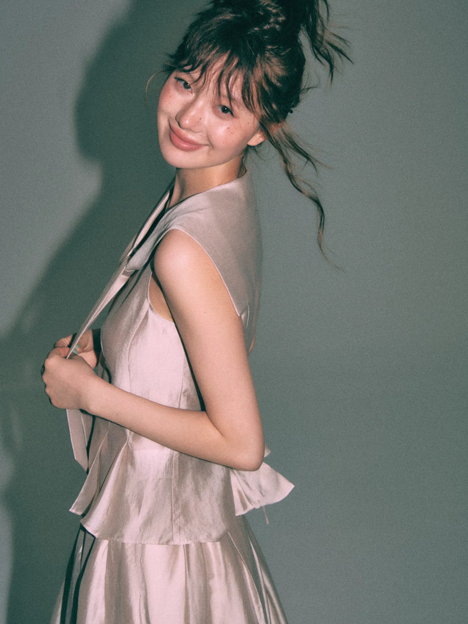 Sailor Collar Sleeveless Top &amp; Pleated Skort Set