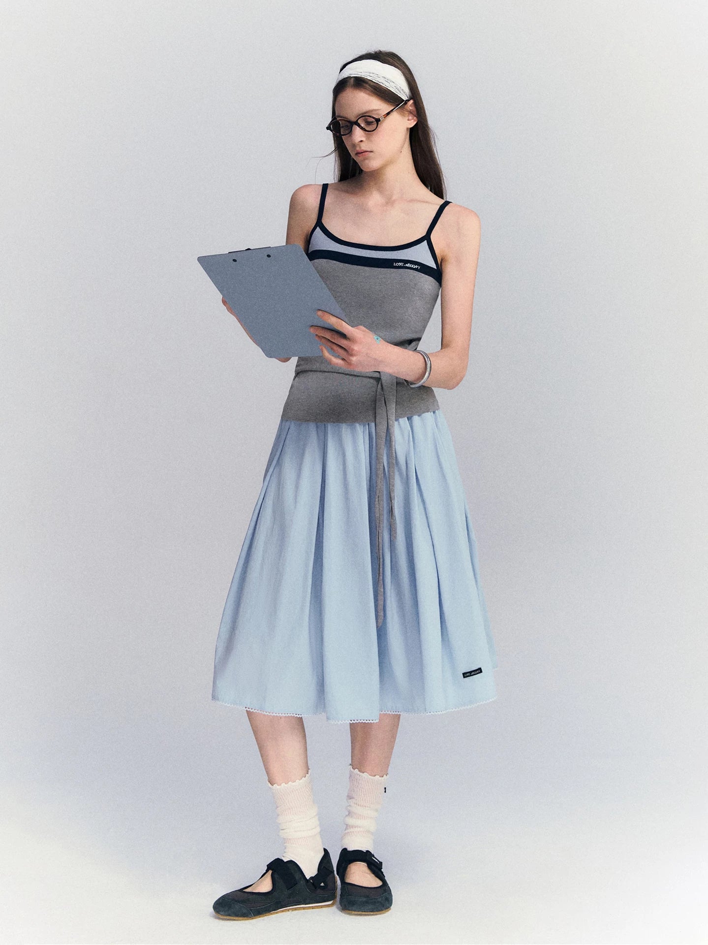 Lace Pleated Midi Skirt