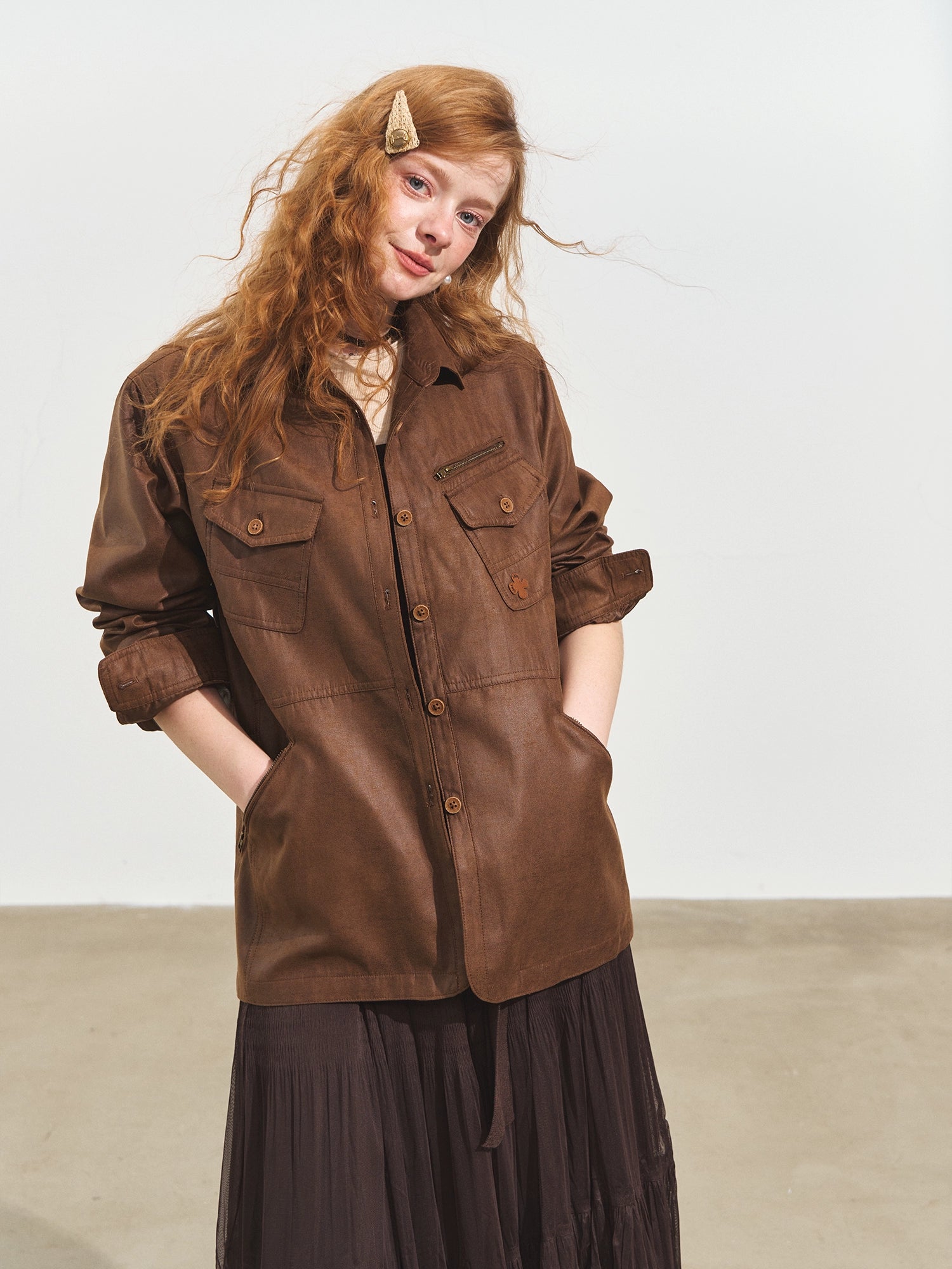 Multi-Pocket Suede Jacket