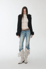 Shearling Embroidered Suede Jacket