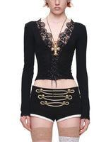 Lace V Neck Knit Top