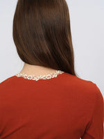 Orange Ruffled Lace Blouse