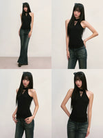Black Cutout Halter Top