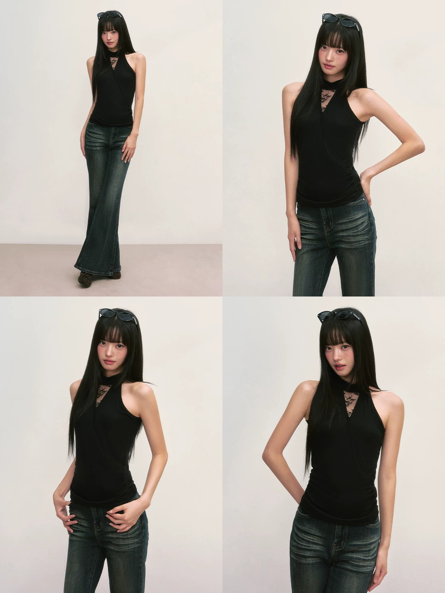 Black Cutout Halter Top