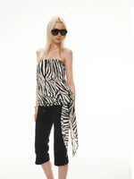 Silk Linen Zebra Bandeau Top