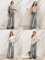 Lace Tie Wide-Leg Jeans