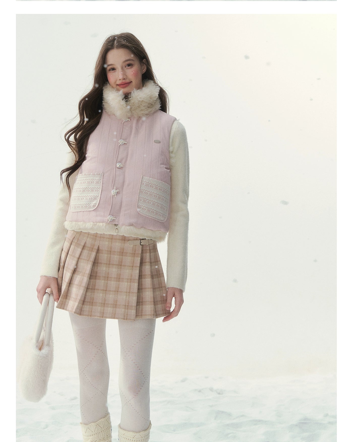 Pink Reversible Faux Fur Vest