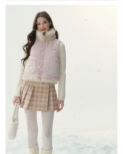 Pink Reversible Faux Fur Vest