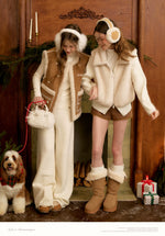 Brown Floral Shearling Vest