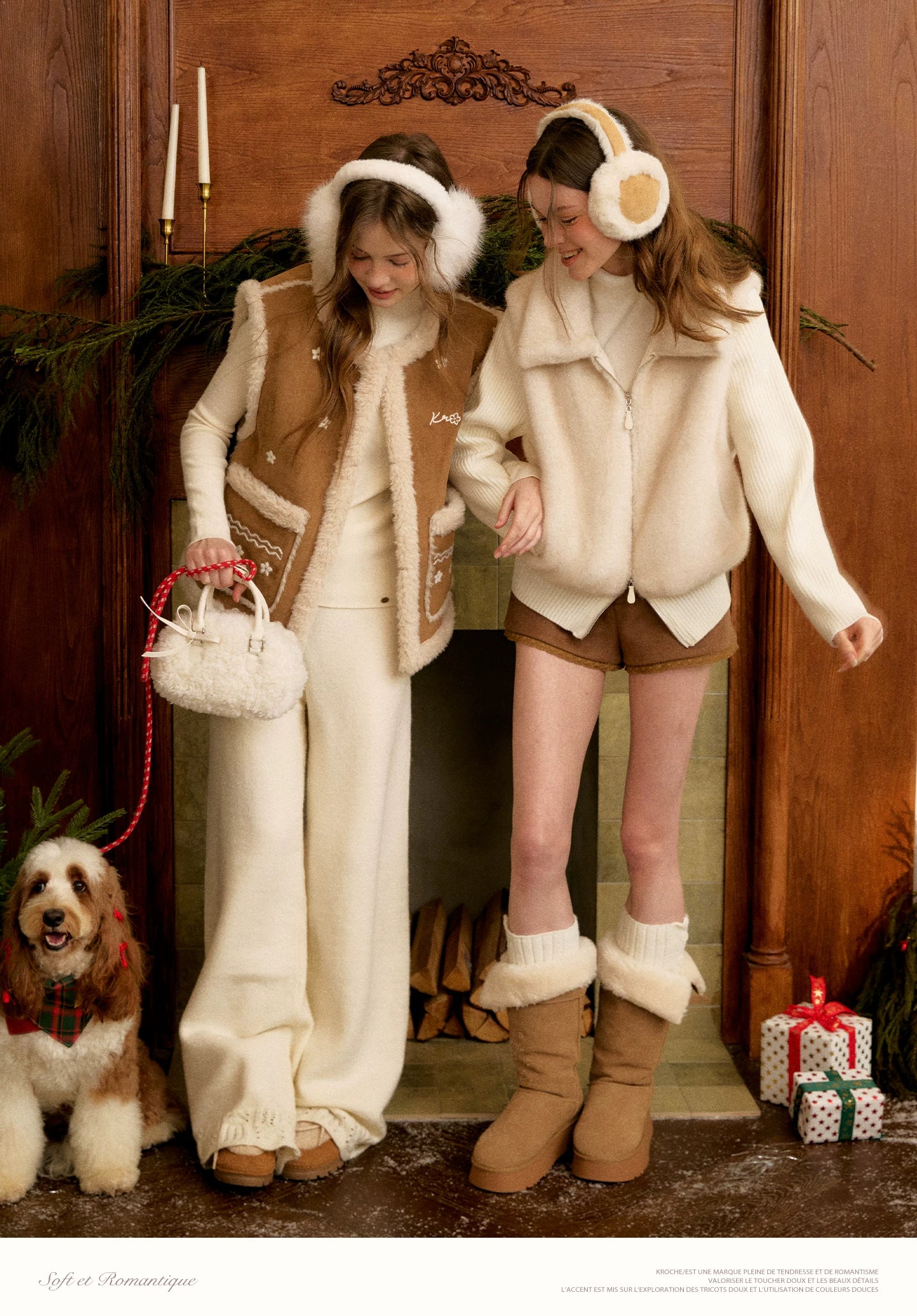 Brown Floral Shearling Vest