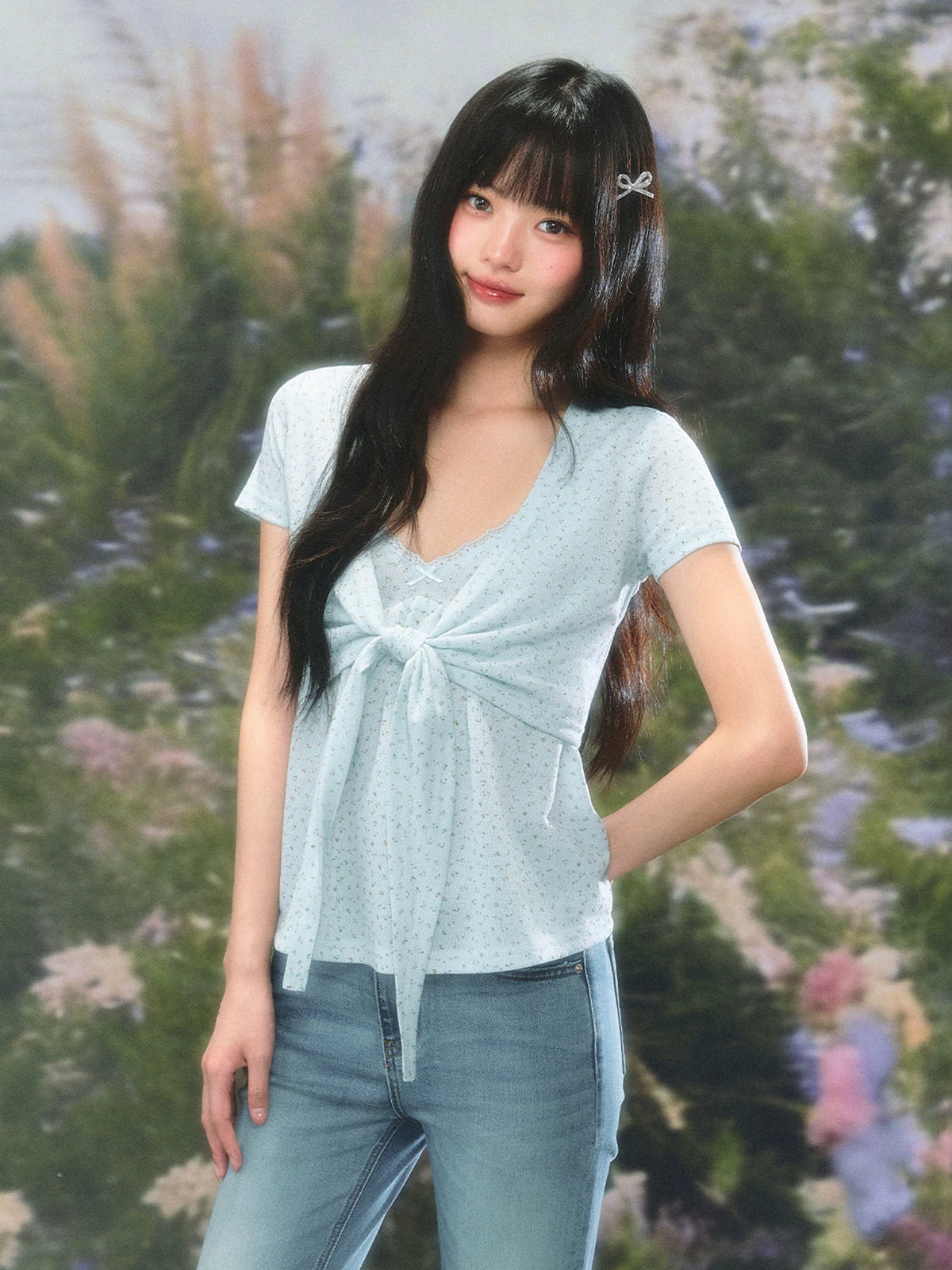 Light Blue Floral Twinset