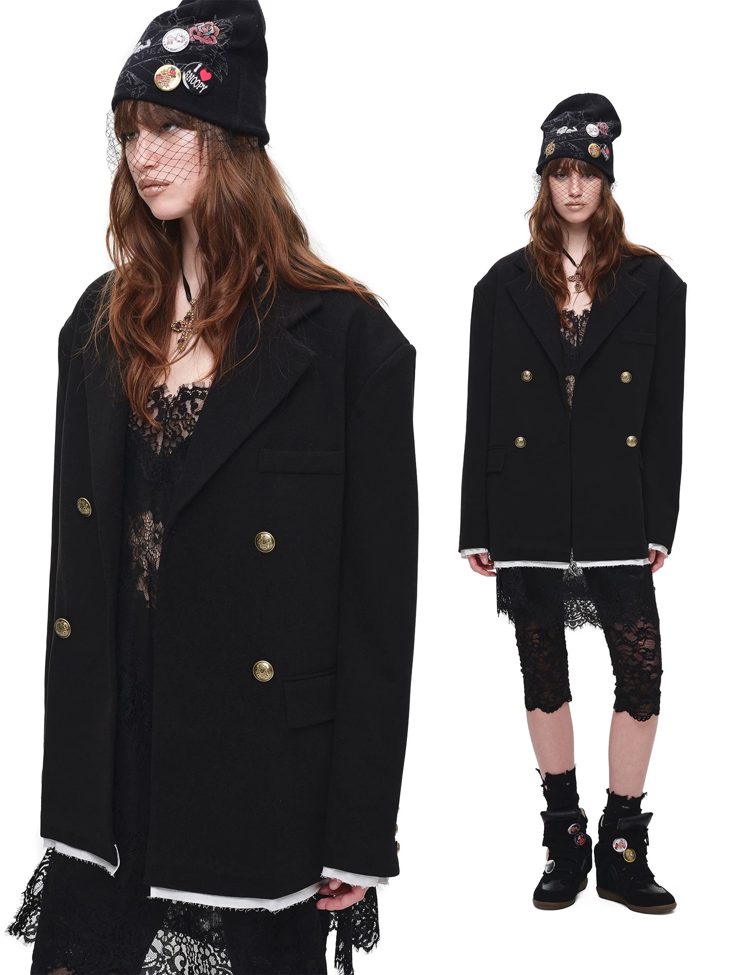 Black Contrast Layered Blazer