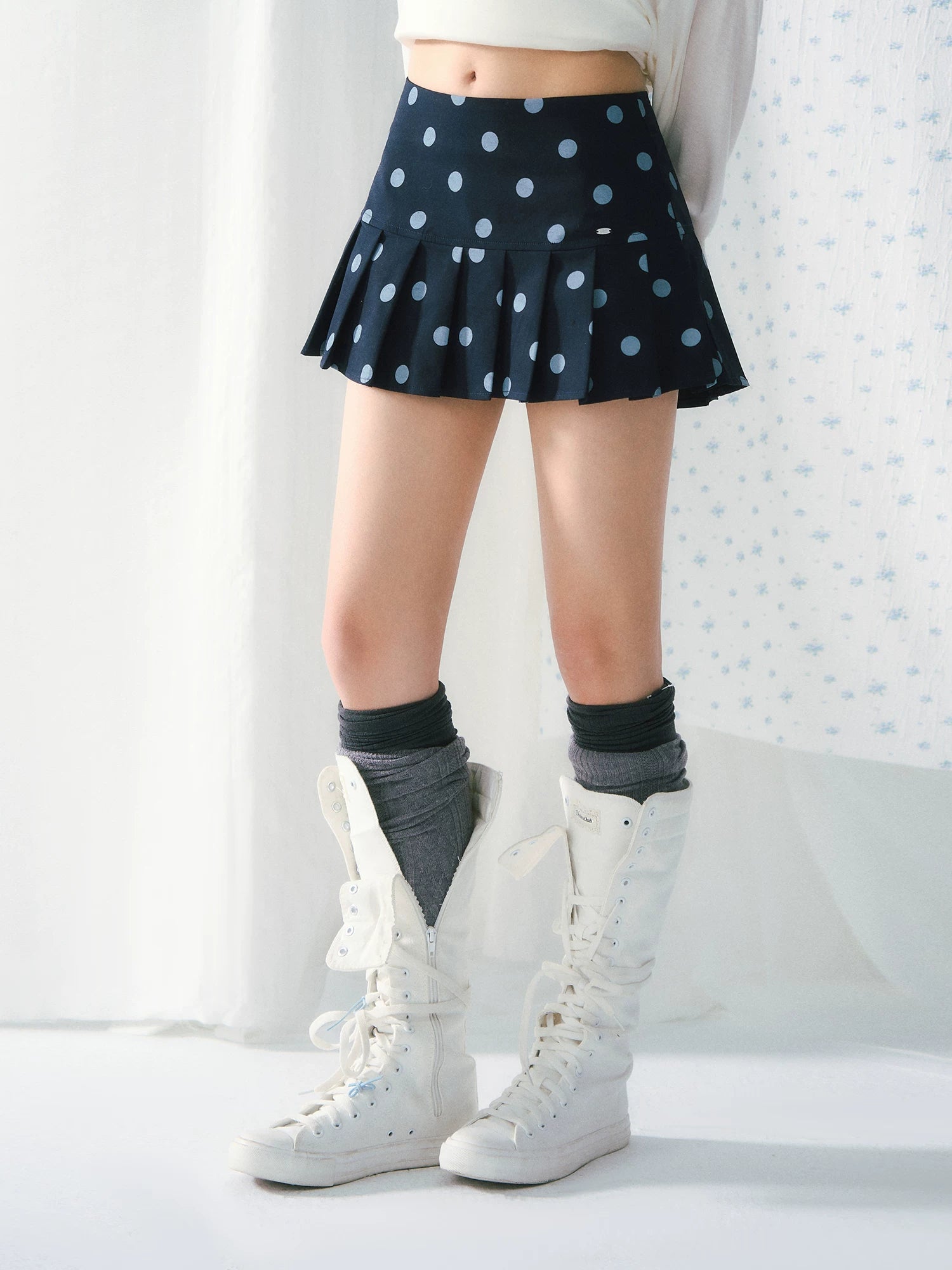 Polka Dot Pleated Skirt