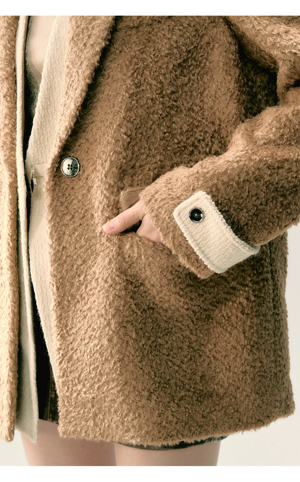 Khaki &amp; Black Woolen 2-in-1 Blazer