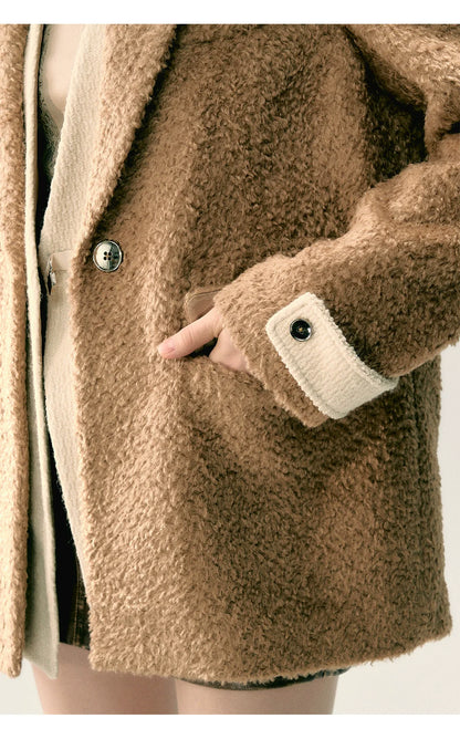 Khaki &amp; Black Woolen 2-in-1 Blazer