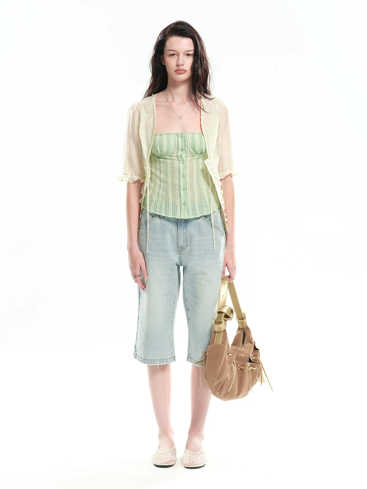 Striped Slim Cardigan Camisole