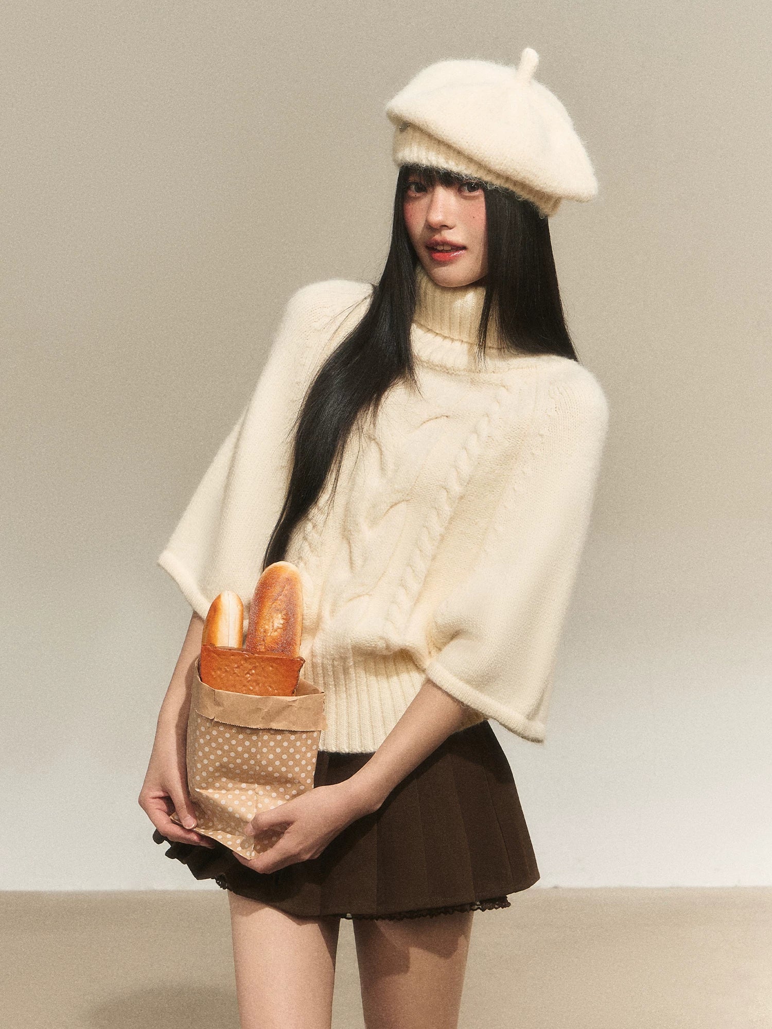 High-Neck Jacquard Knit Top