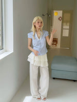 Layered Ruffle Wide-Leg Pants