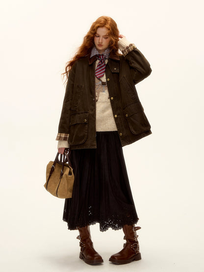 Plaid Corduroy Padded Jacket