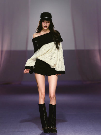 Black Mini Tweed Shorts