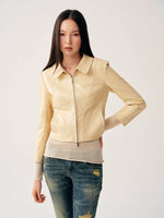 Pale Yellow PU Jacket