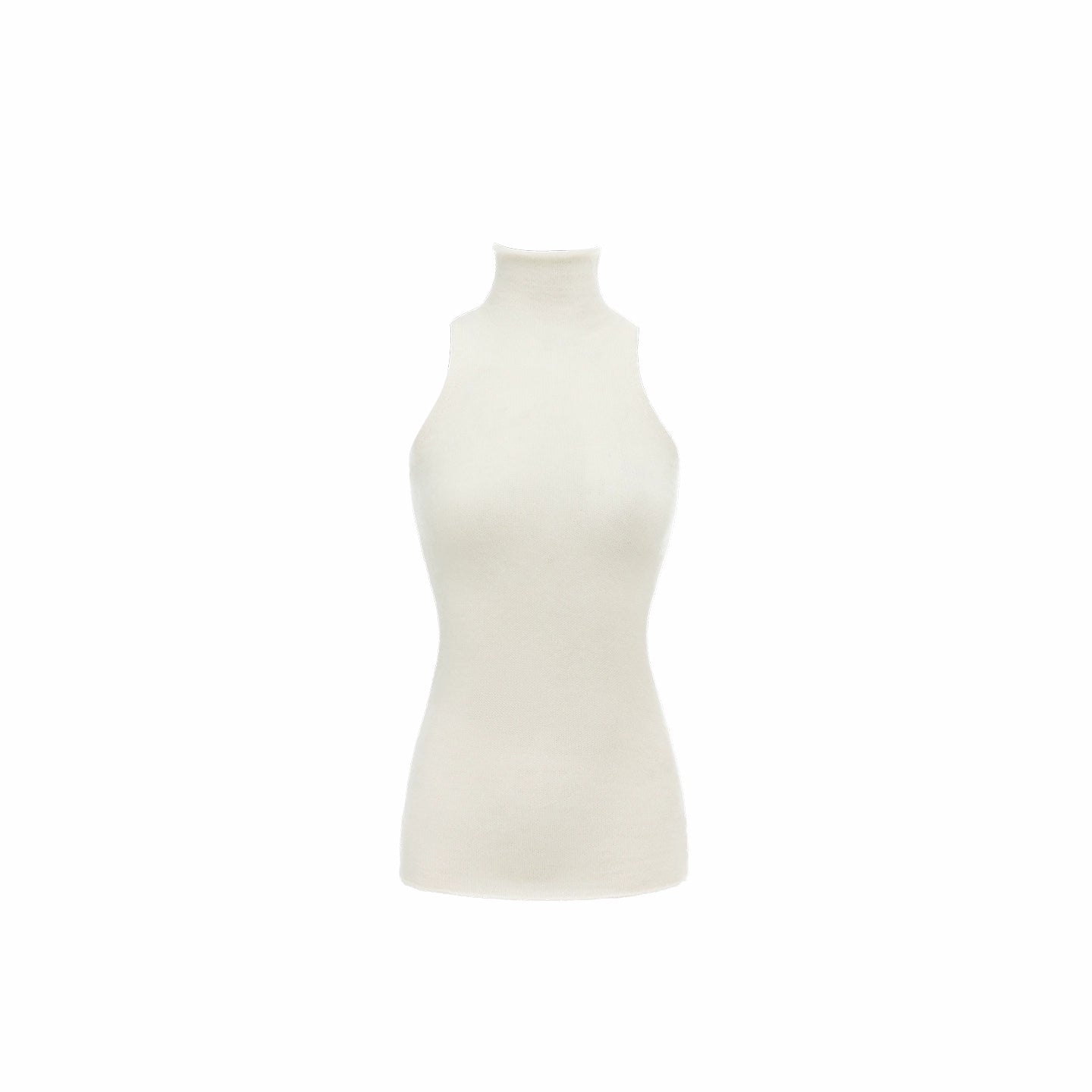 Solid Mohair High-Neck Sleeveless Vest