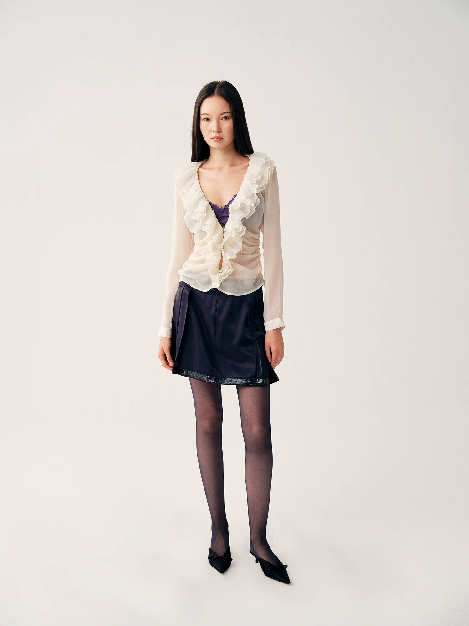 Ruffle V-Neck Blouse