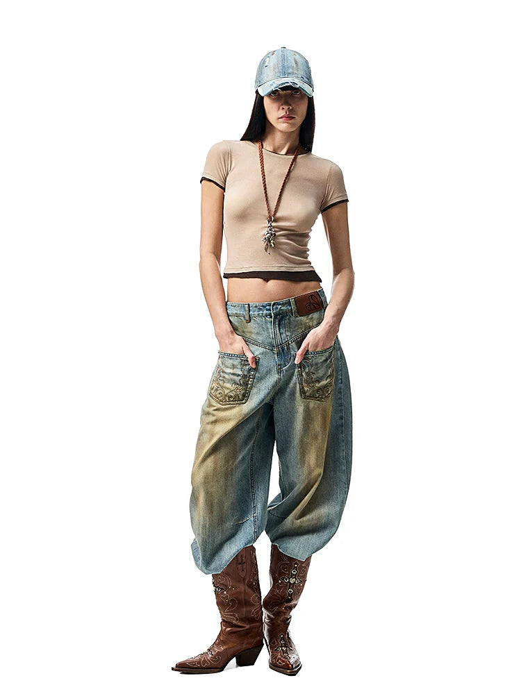 Fake Two-piece Color-Blocking Slightly Sheer T-Shirt