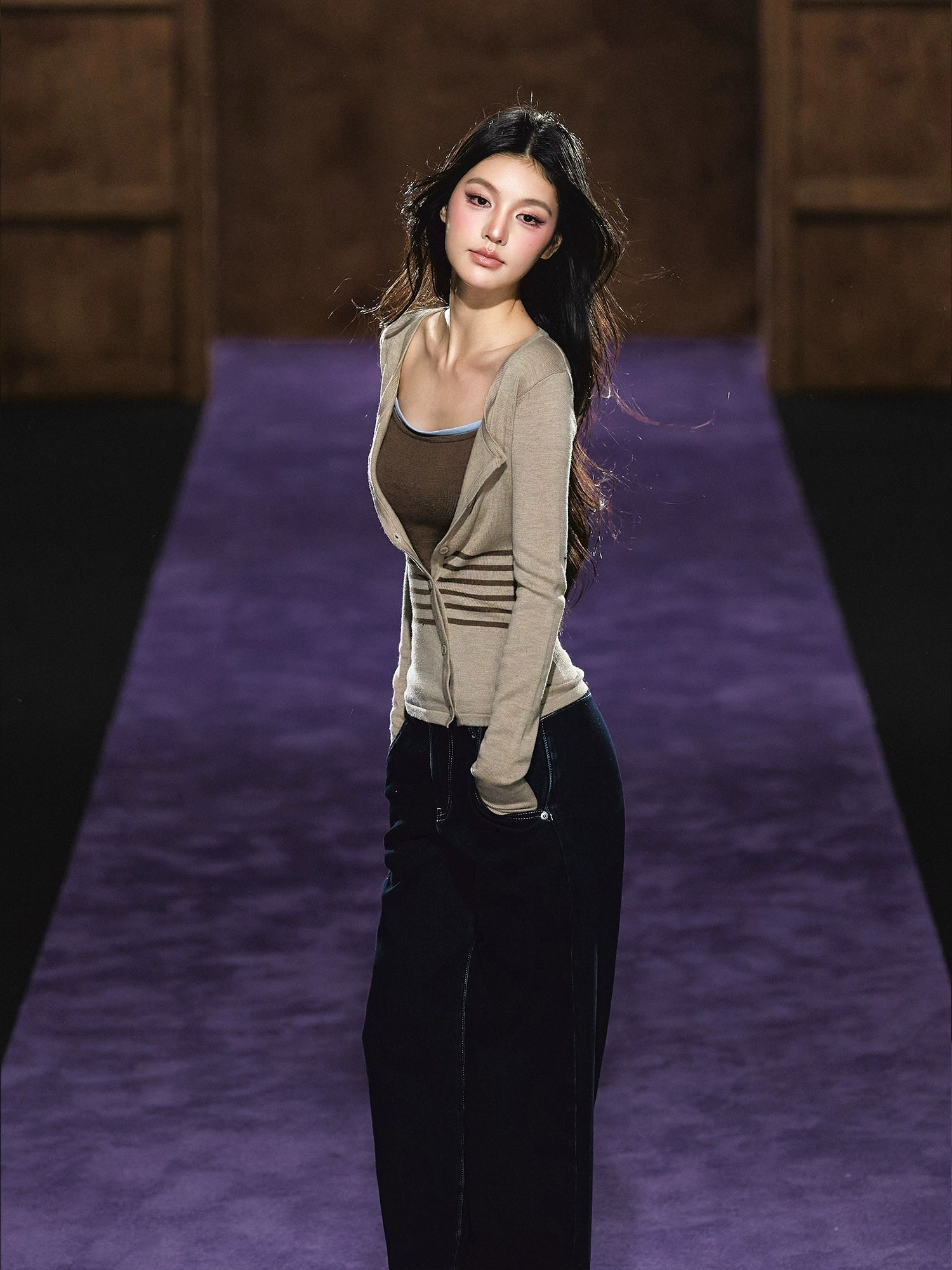 Faux Two-Piece Knit Top