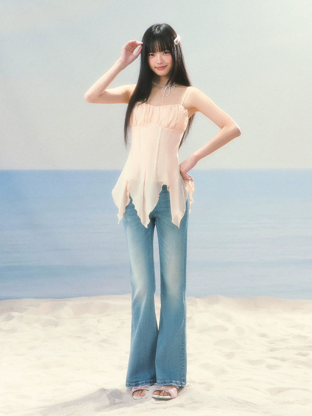 Asymmetrical Chiffon Corset Top