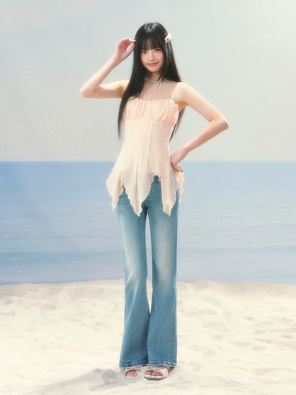 Asymmetrical Chiffon Corset Top