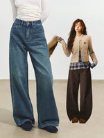 Curved Seam Wide-Leg Jeans